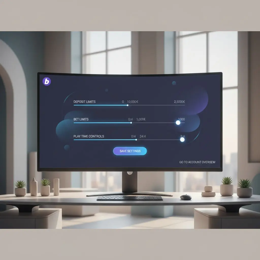 Banner informativo con interfaccia conto Bwin, controlli sui limiti di deposito, scommesse e tempo di gioco