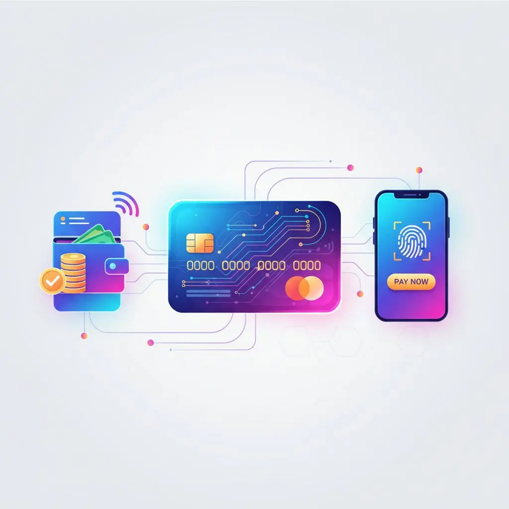 Icone di carte, e-wallet e pagamenti digitali su casinò online