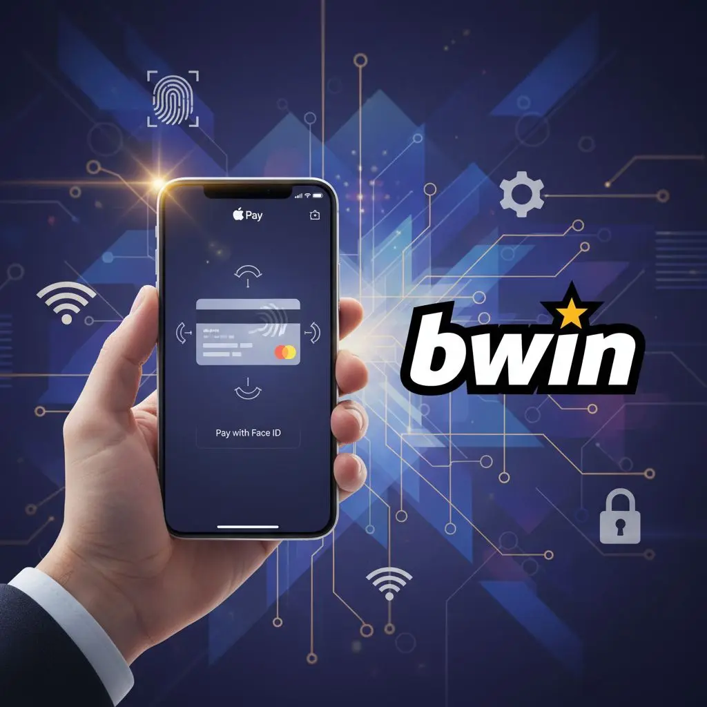 Smartphone con Apple Pay e logo bwin, simbolo di pagamenti rapidi e pratici.