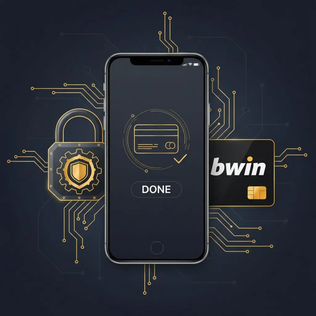 Smartphone con Apple Pay, lucchetto e carta per rappresentare sicurezza in transazioni bwin.