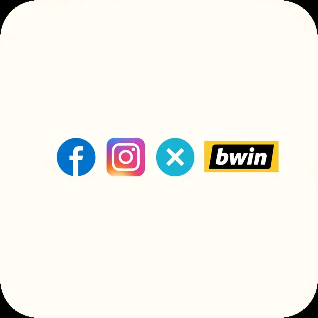 Icone social ufficiali Bwin per promozioni e aggiornamenti pagamenti