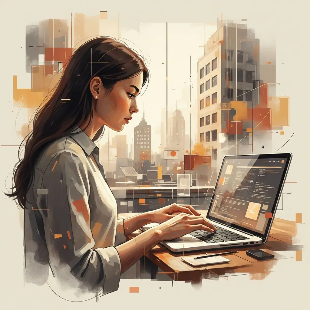 Autrice freelance Federica De Lorenzi al lavoro su laptop
