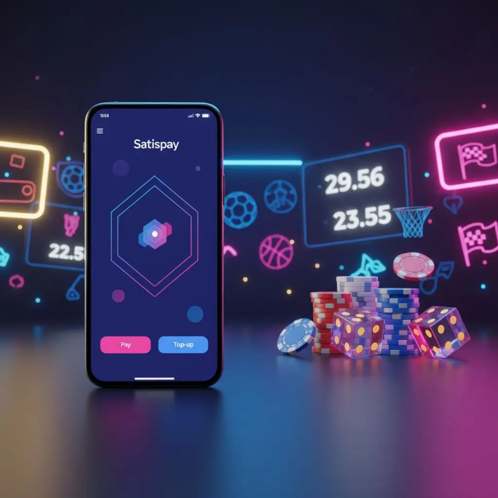 Smartphone con Satispay e contesto scommesse online, a tema pagamenti sicuri Bwin