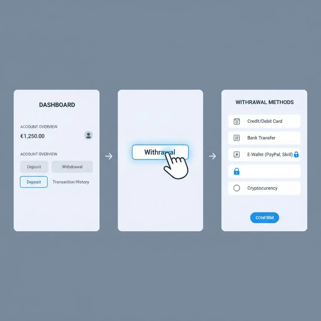 Illustrazione step-by-step della procedura di prelievo su sito di gioco online